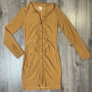 NWOT Orange tan button up bodycon dress